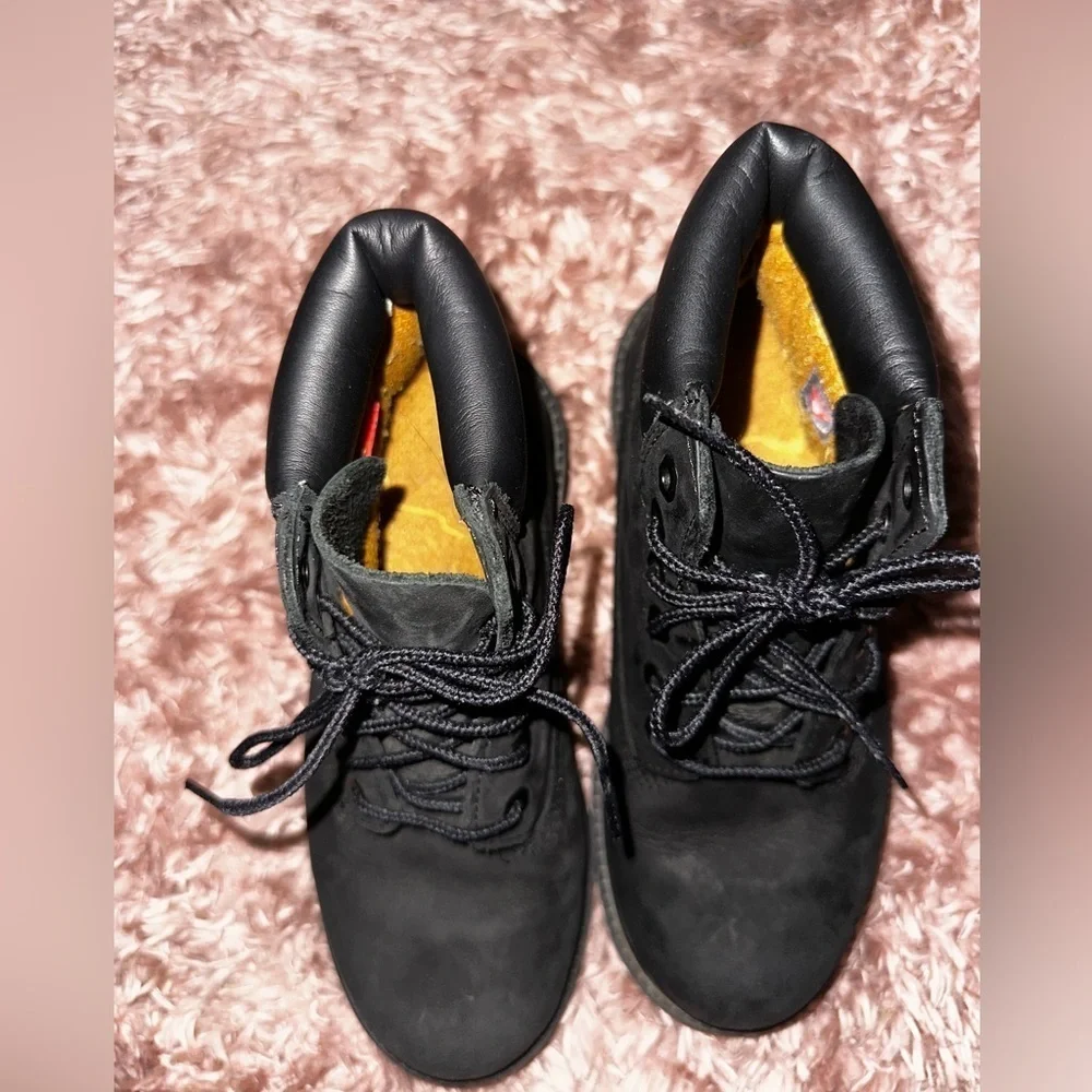Timberland black little boys lace up boots 3 outdoor winter fall leather